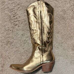 Coconuts by Matisse Tall Gold Metallic Cowboy Boots Western Rodeo 8.5